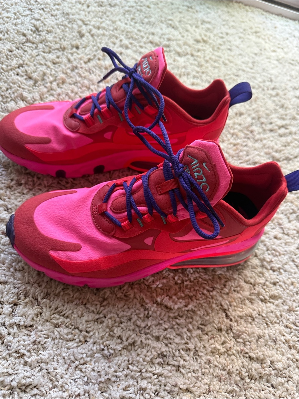 Nike Kids Pink & Red Sneakers with Purple Laces